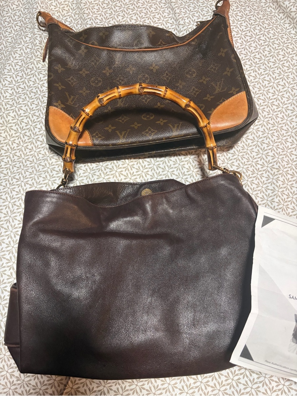 Louis Vuitton Brown Monogram Bamboo-Handle Gucci bag bundle